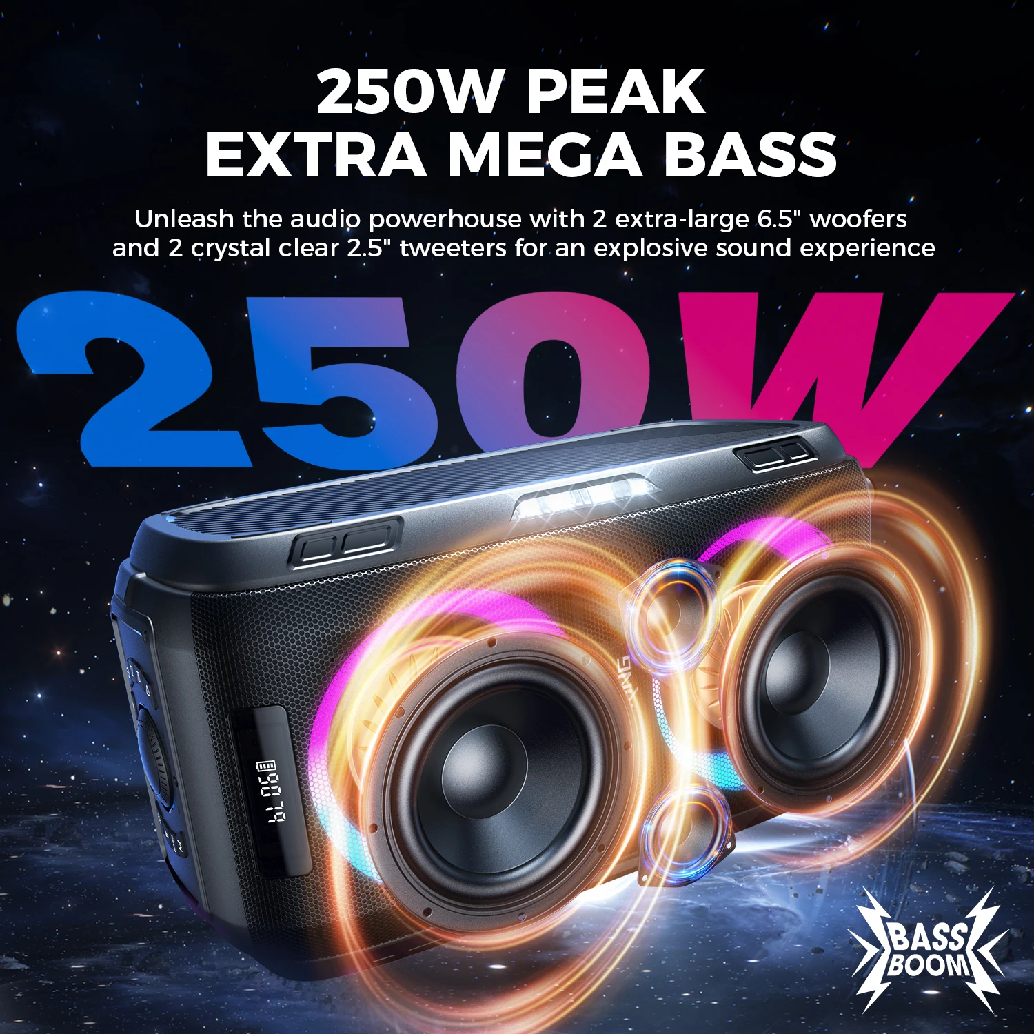 W-KING 250W PEAK Large Bluetooth Speaker - Image 2