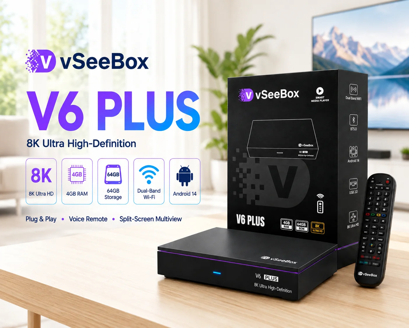 VSeeBox V6 Plus | Authorized US Distributor | Same Day USA Shipping | Android Media Player 64Gb Storage - Image 1