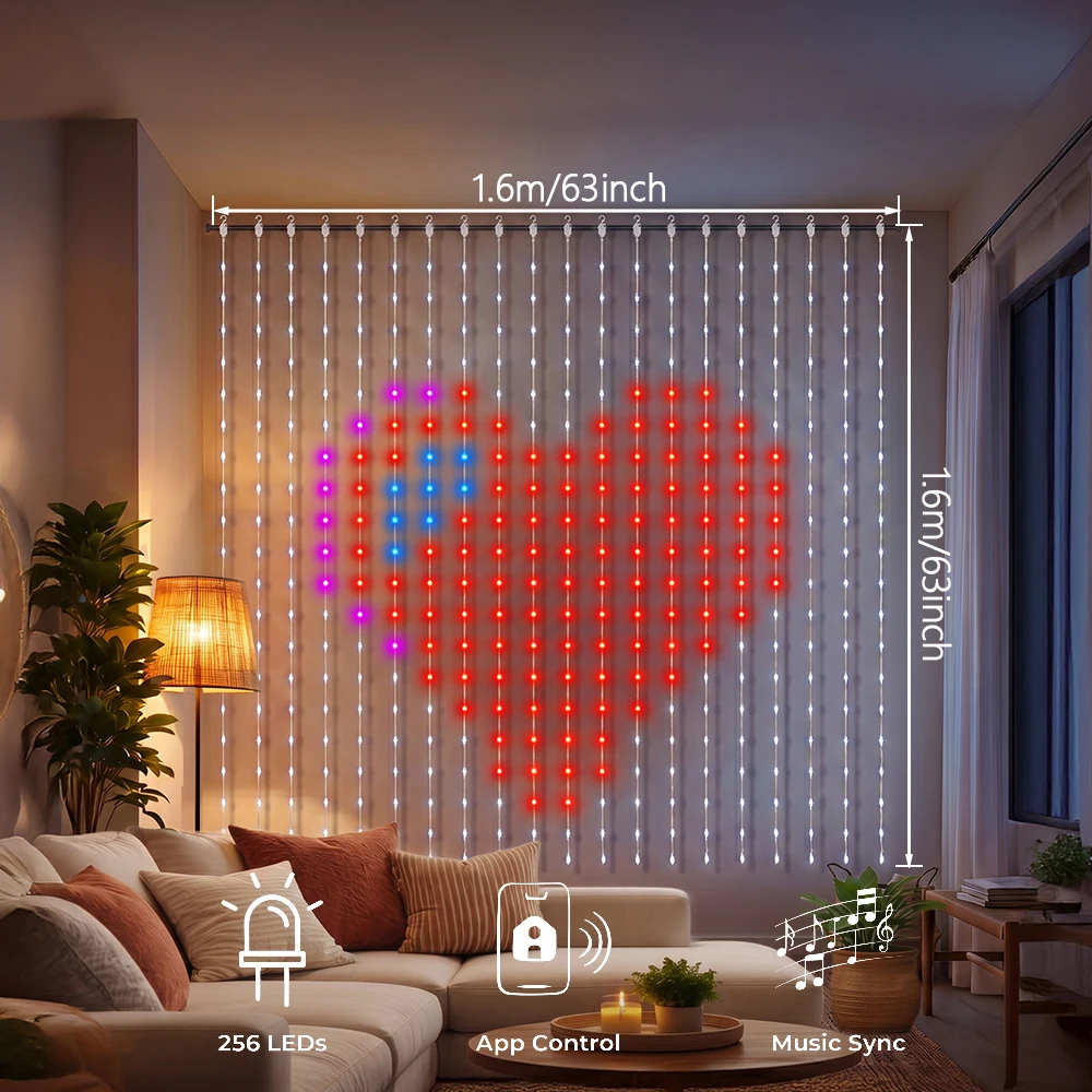 Smart LED Curtain Lights RGB Color Changing Music Syncing - Image 9
