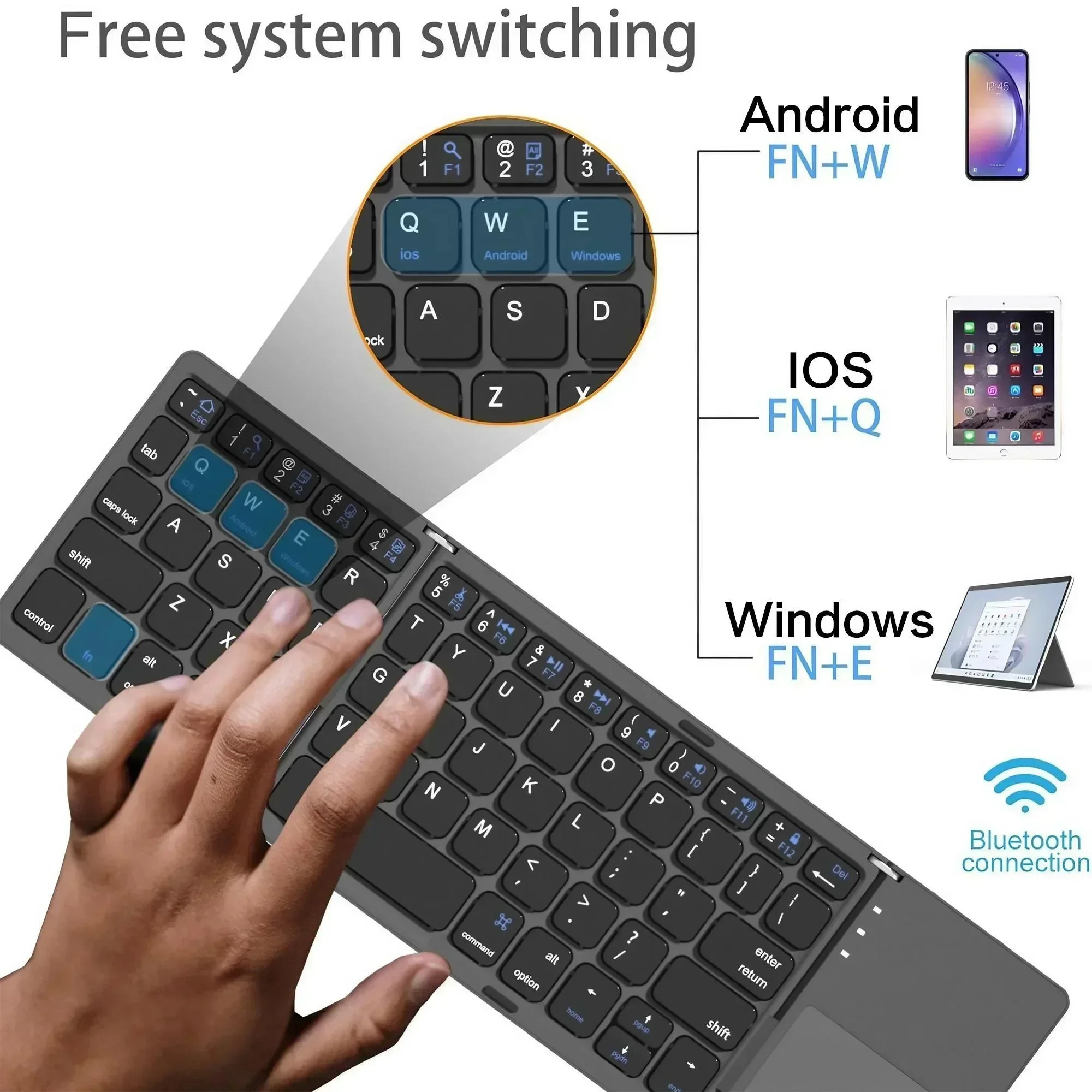 Portable Pocket Sized Foldable BT Keyboard Mini Wireless Keyboard - Image 6