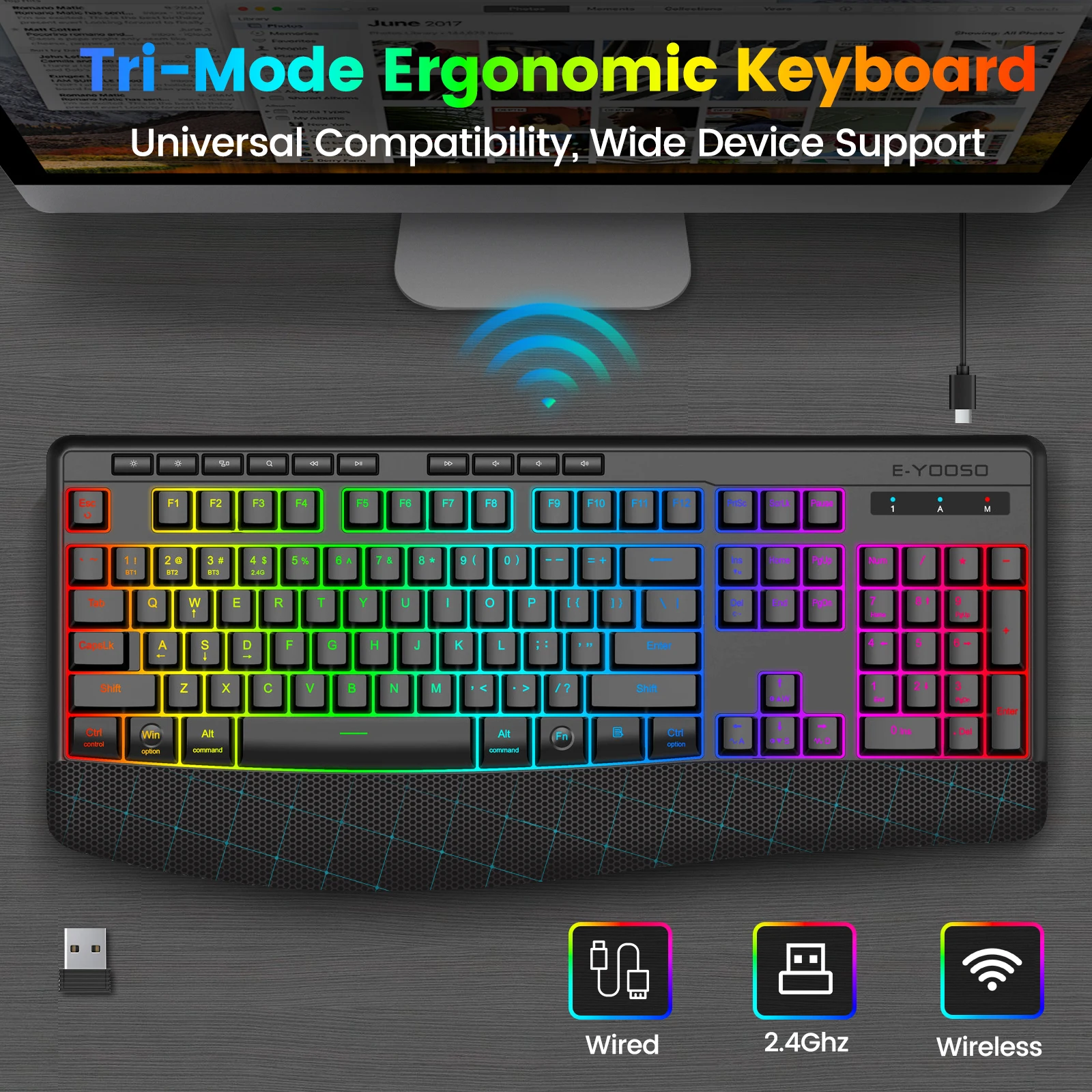 FocusOnPC K787 2.4G Tri-Mode Wireless Gaming Keyboard, - Image 7