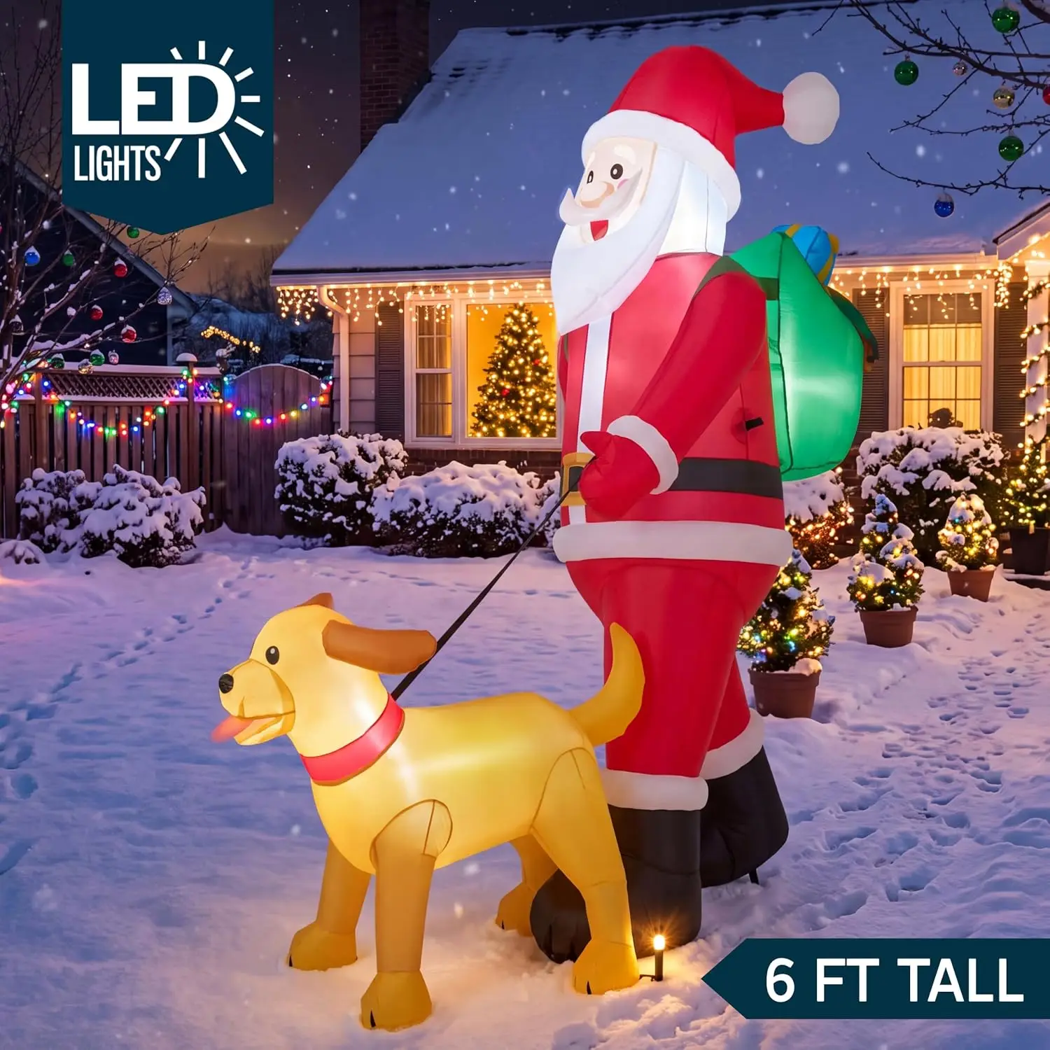 6FT Tall Santa Walking Dog - Image 2