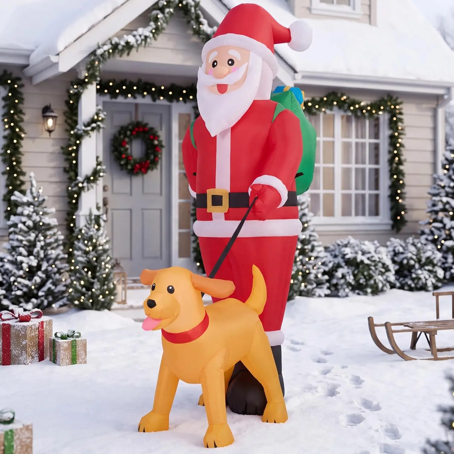 6FT Tall Santa Walking Dog - Image 3