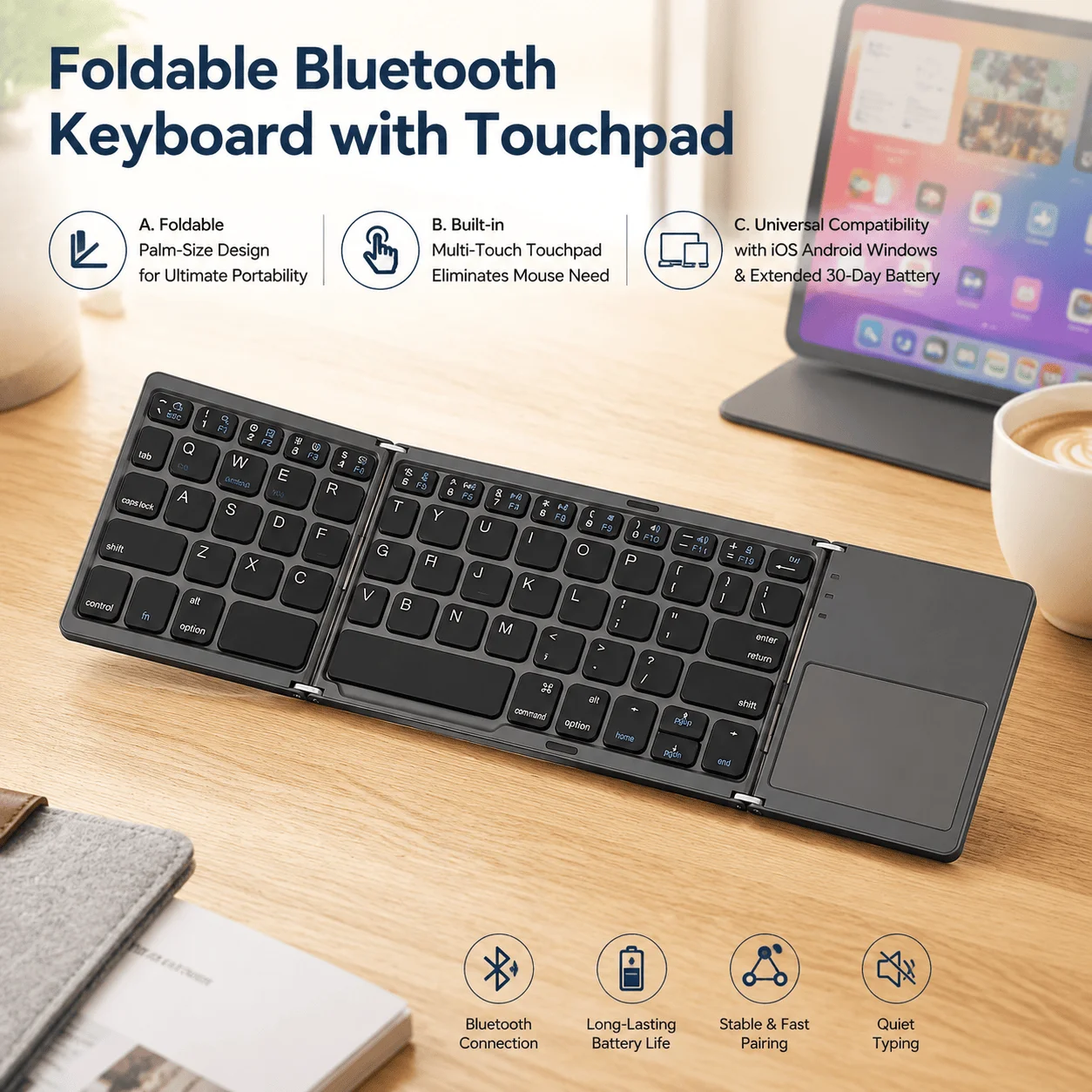 Portable Pocket Sized Foldable BT Keyboard Mini Wireless Keyboard - Image 2