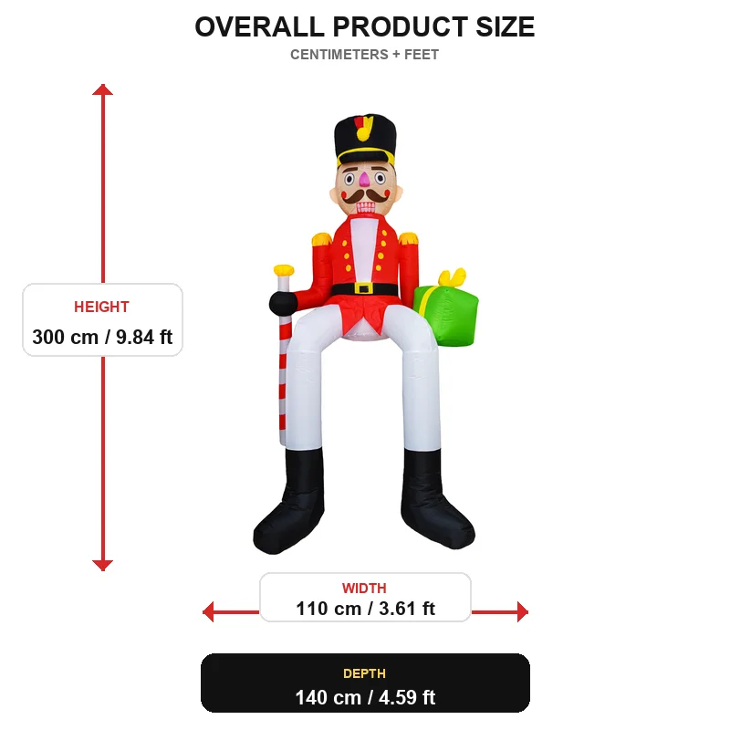 10FT Nutcracker Soldier with Candy Cane and Gift Box - Image 5