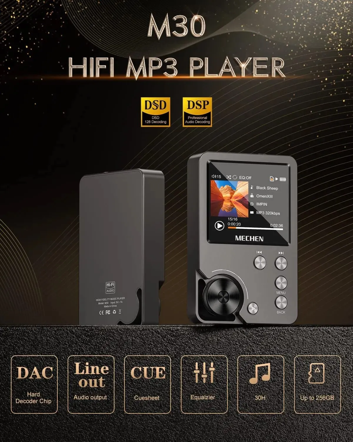 M30 High Quality Lossless MP3 Player Support Up to 256GB - Image 3