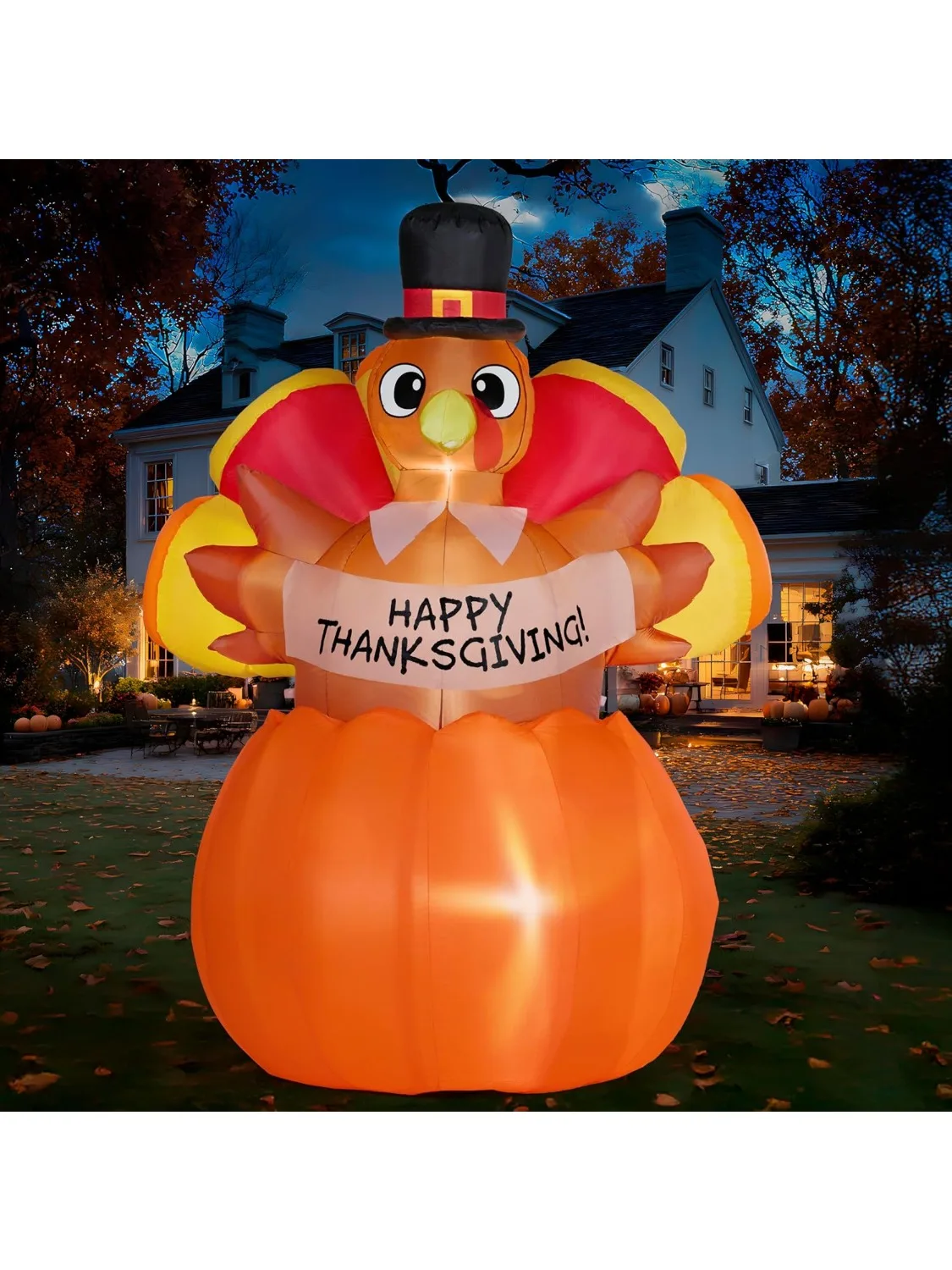 6FT Thanksgiving Inflatables Turkey on Pumpkin - Image 8
