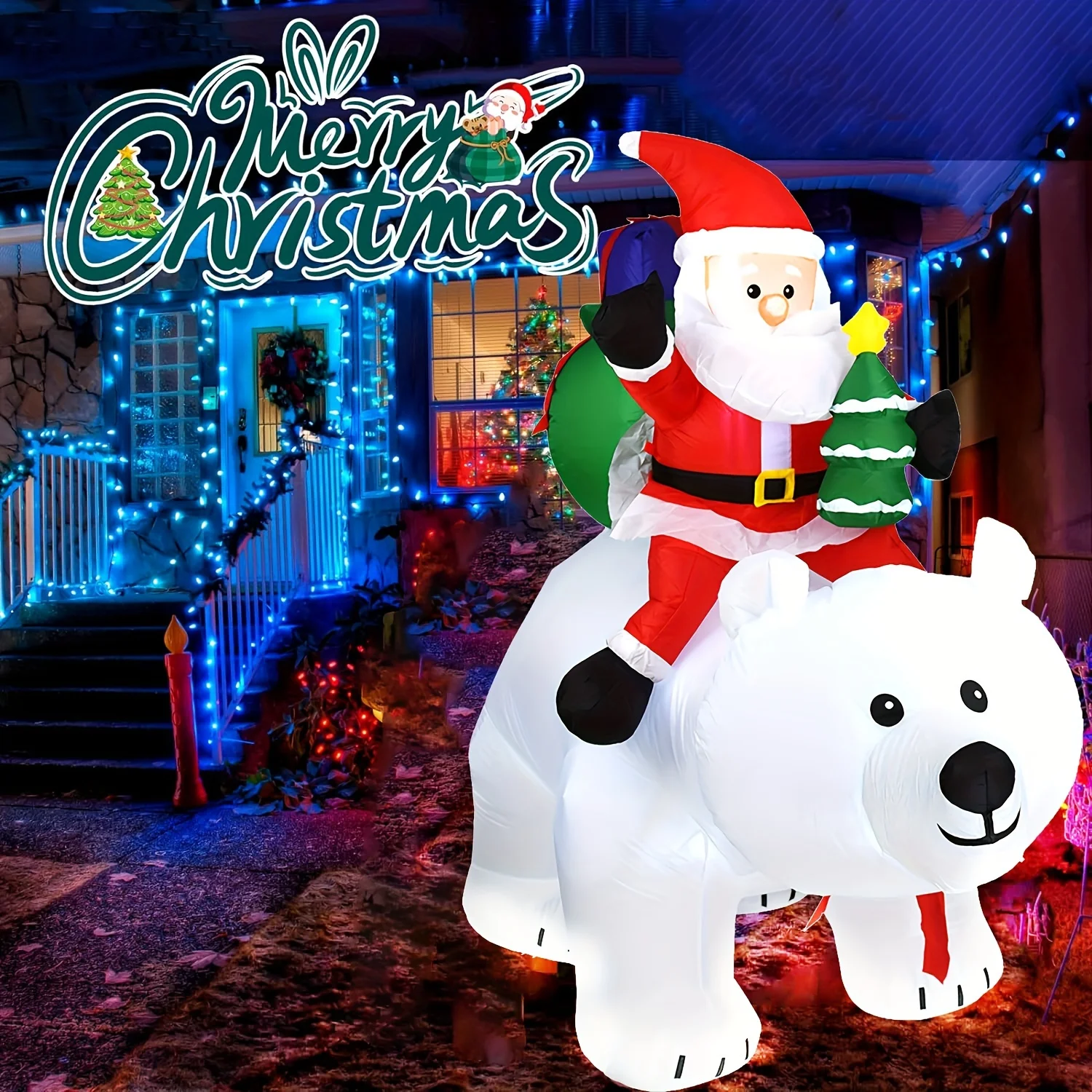 Santa Clause Riding Bear with Shaking Head - Image 4