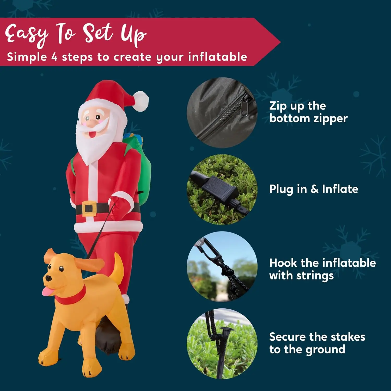 6FT Tall Santa Walking Dog - Image 7