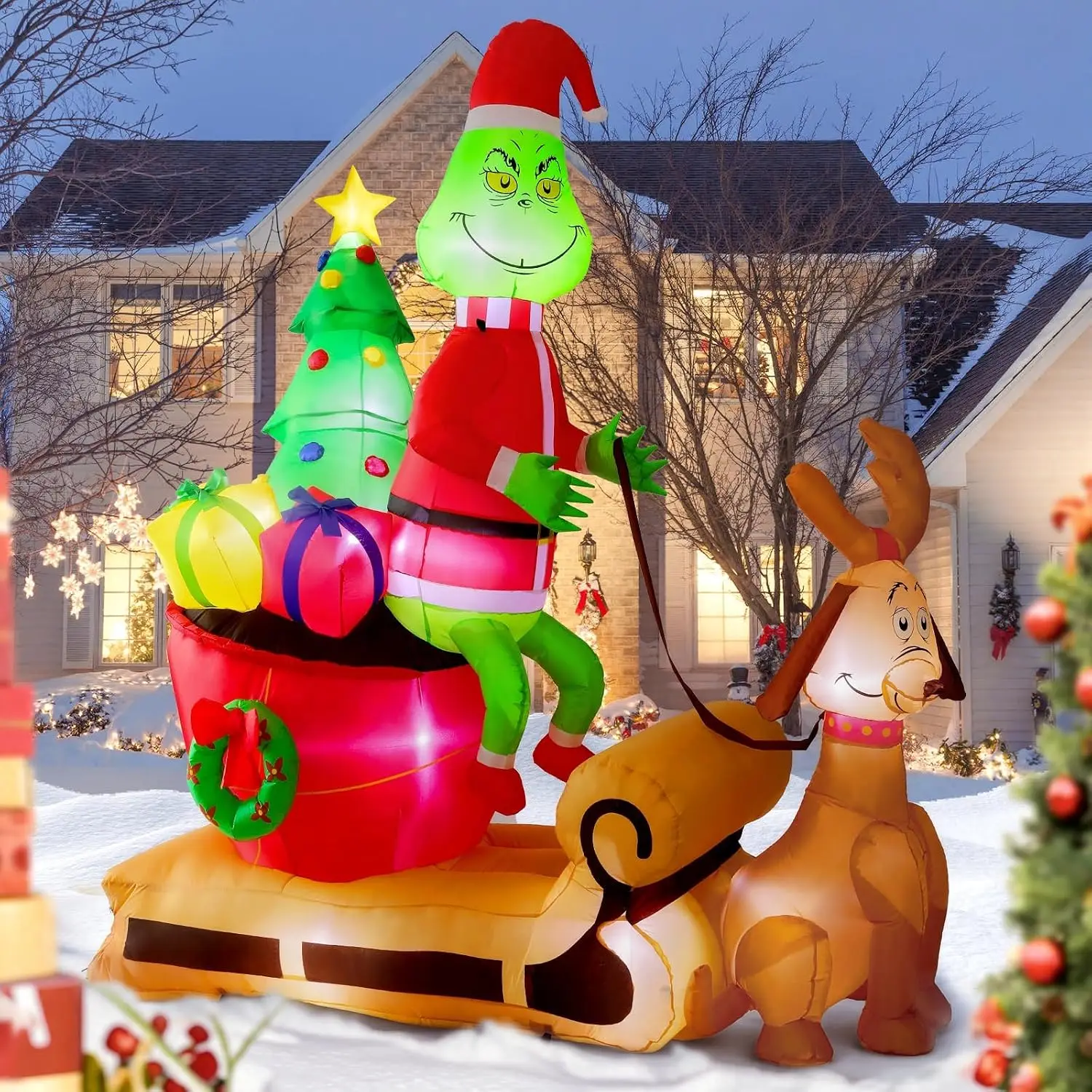 7FT LED-Lit Inflatable Green Monster - Image 1