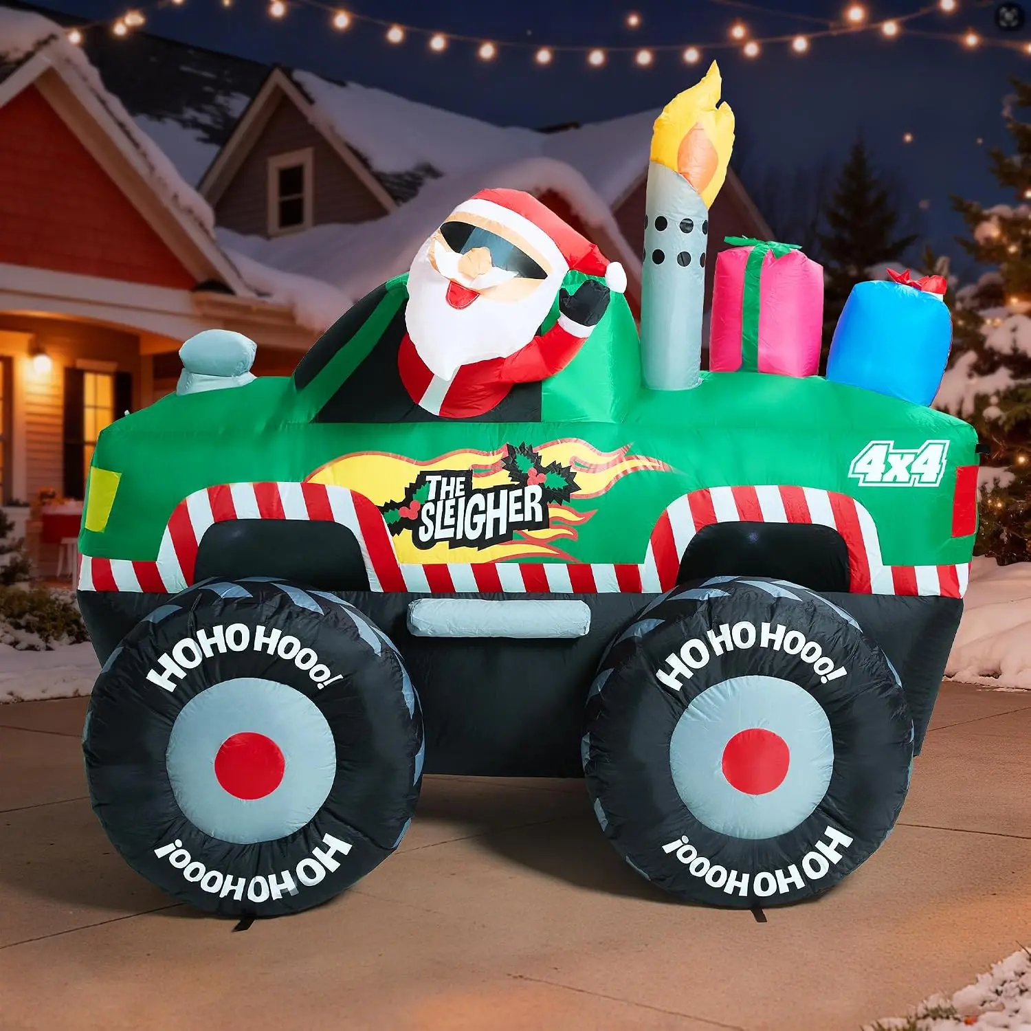 7 FT Long Santa Claus in Monster Truck - Image 1