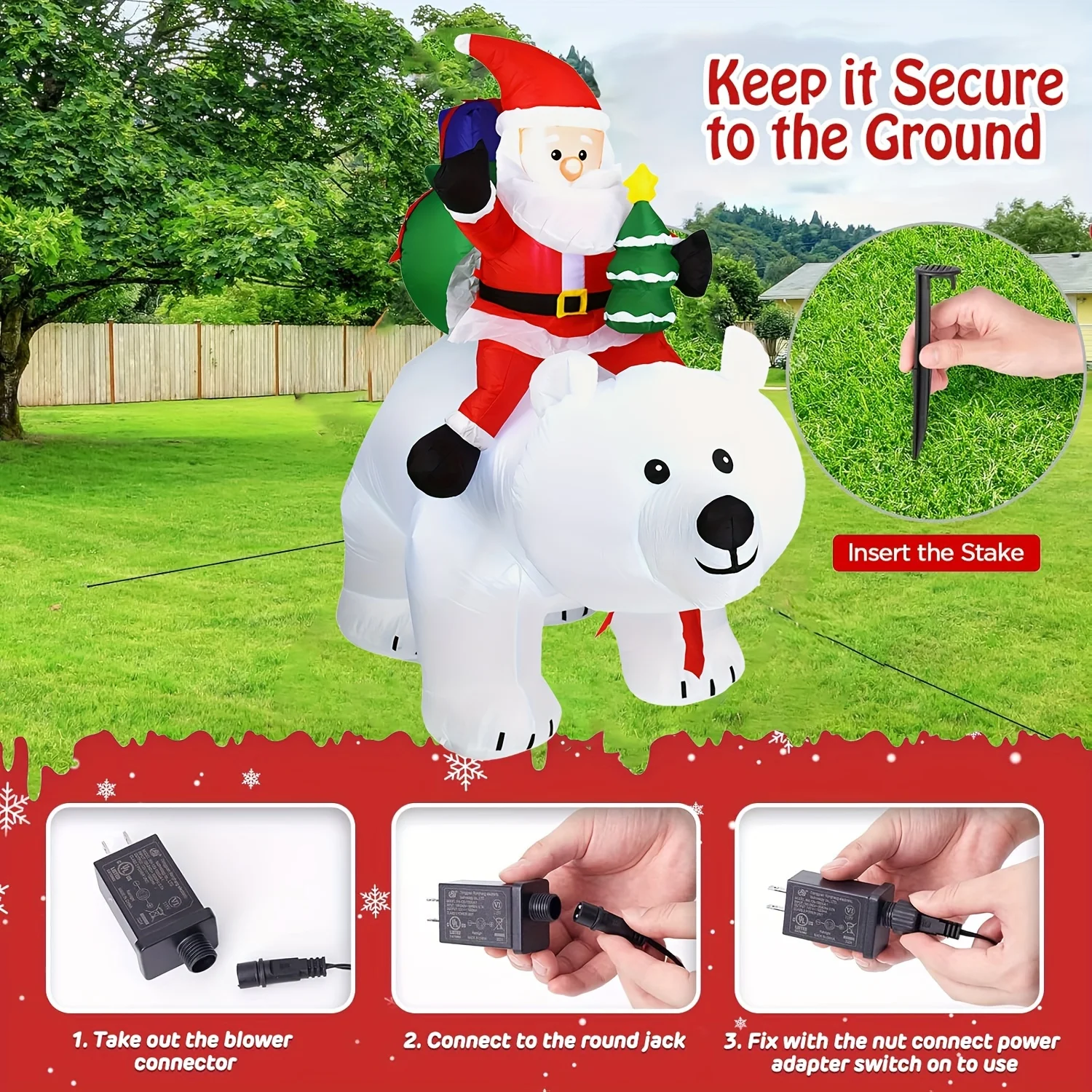 Santa Clause Riding Bear with Shaking Head - Image 5