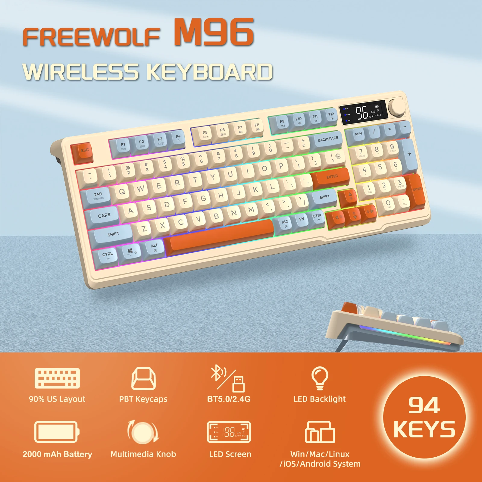 ZIYOU LANG M96 Wireless Gaming Keyboard - Image 3