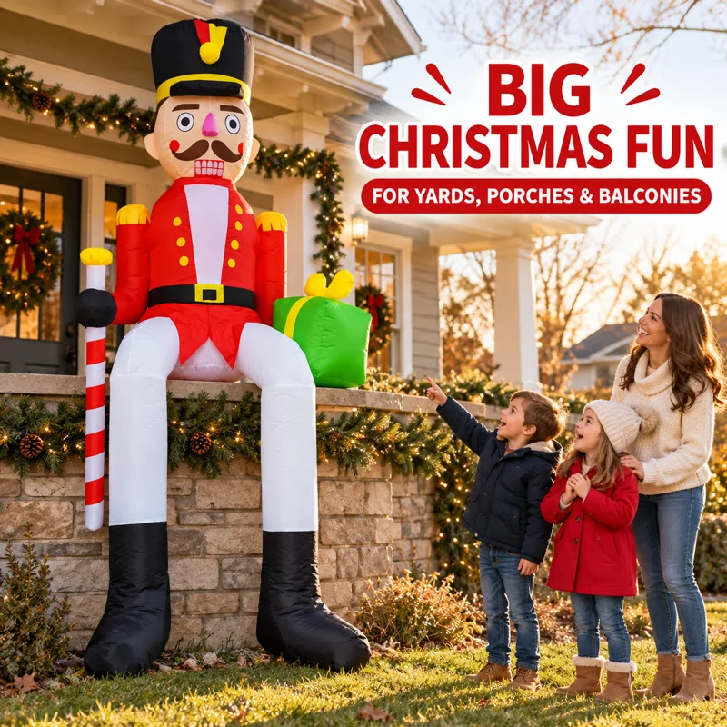 10FT Nutcracker Soldier with Candy Cane and Gift Box - Image 3