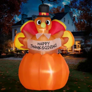 6FT Thanksgiving Inflatables Turkey on Pumpkin