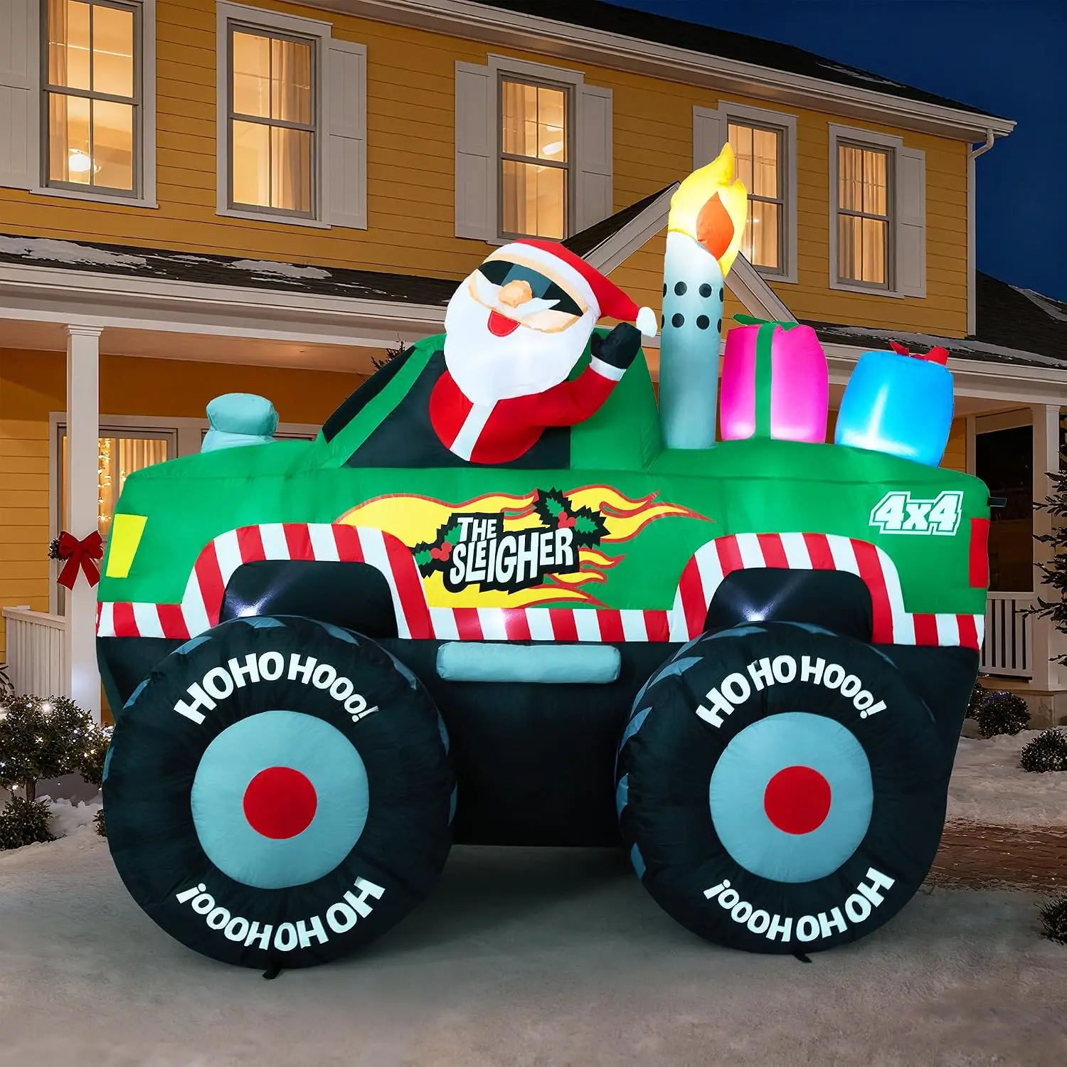 7 FT Long Santa Claus in Monster Truck - Image 2
