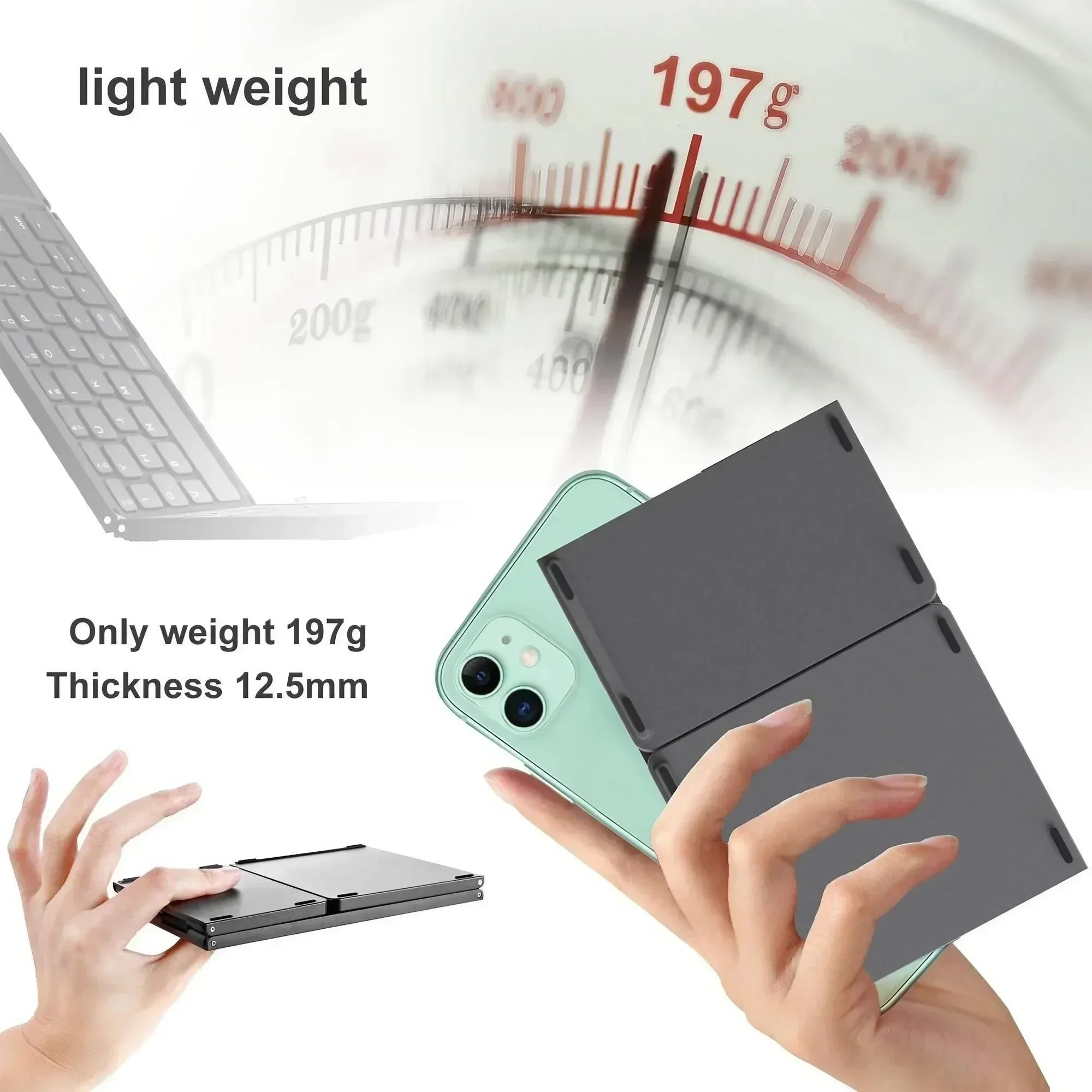 Portable Pocket Sized Foldable BT Keyboard Mini Wireless Keyboard - Image 3