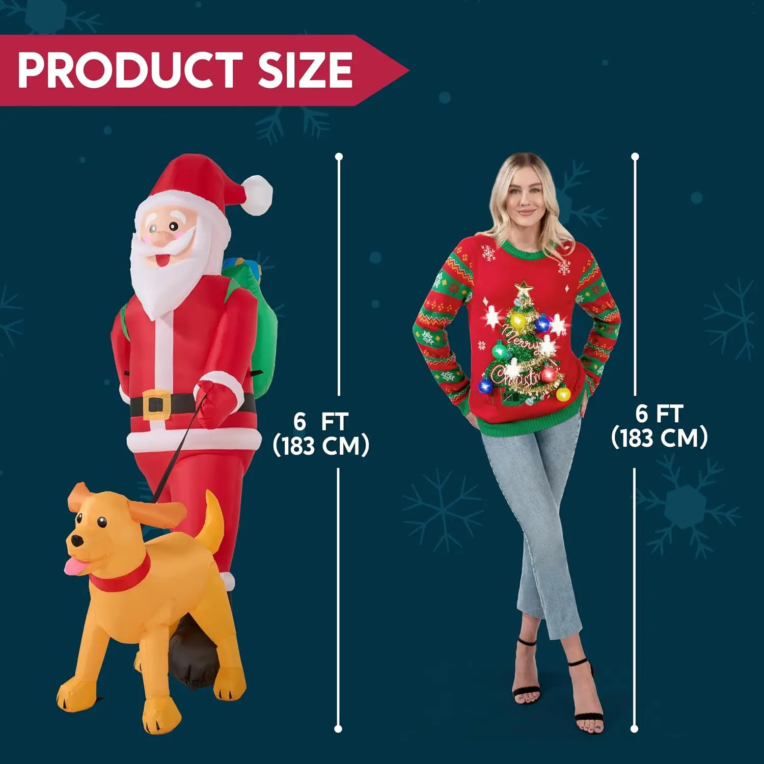 6FT Tall Santa Walking Dog - Image 5