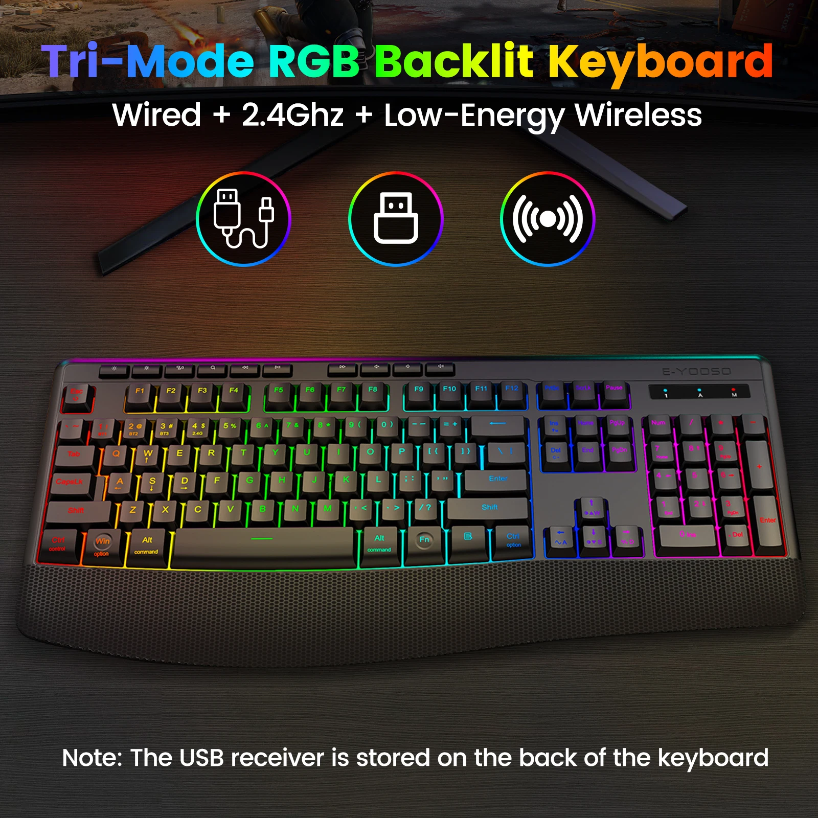 FocusOnPC K787 2.4G Tri-Mode Wireless Gaming Keyboard, - Image 4