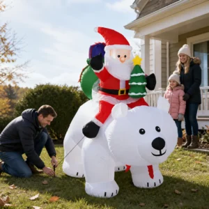 Santa Clause Riding Bear with Shaking Head