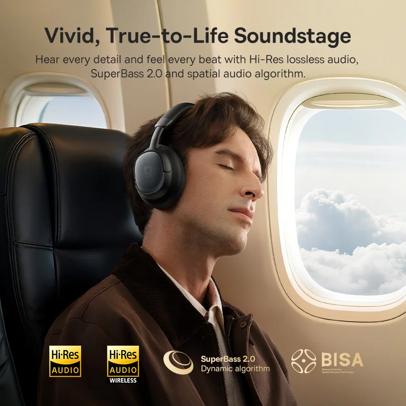 Baseus Bowie MH1 ANC Wireless Headphone 48dB Adaptive Hybrid Noise Cancelling Headsets 80H Playtime Hi-Res Audio LDAC Headphone - Image 2