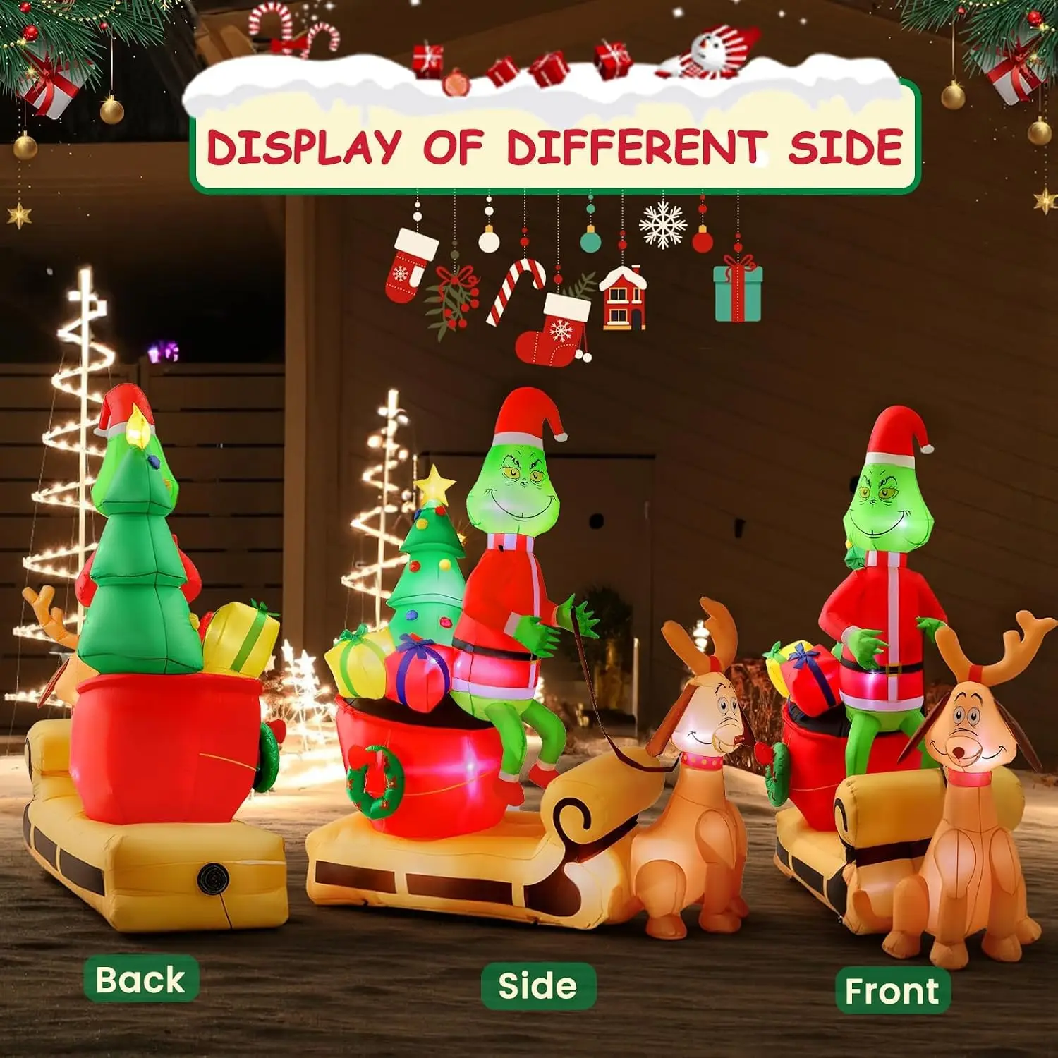 7FT LED-Lit Inflatable Green Monster - Image 3