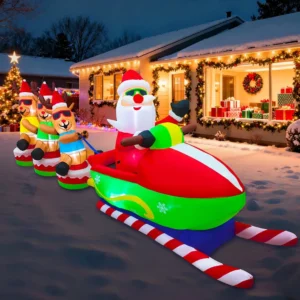 12FT Santa Claus Driving a Sleigh with 3 Reindeer