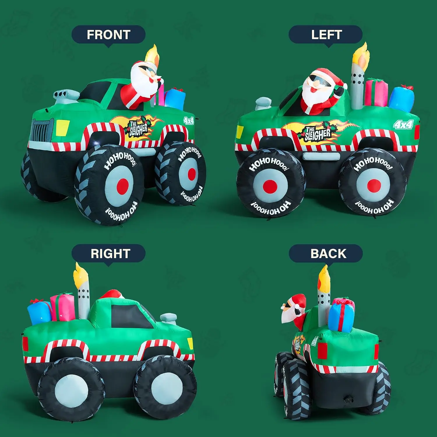 7 FT Long Santa Claus in Monster Truck - Image 4