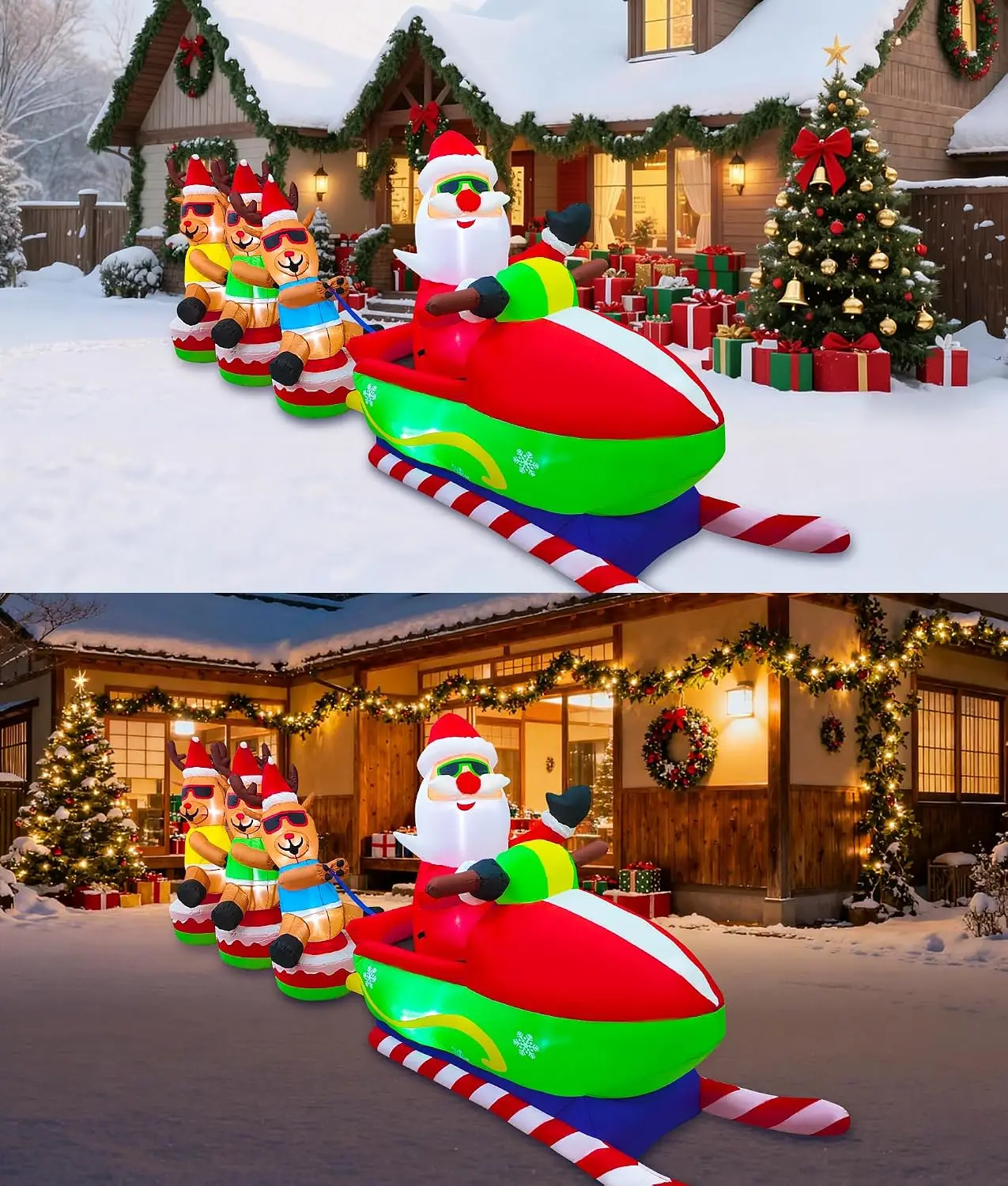 12FT Santa Claus Driving a Sleigh with 3 Reindeer - Image 6