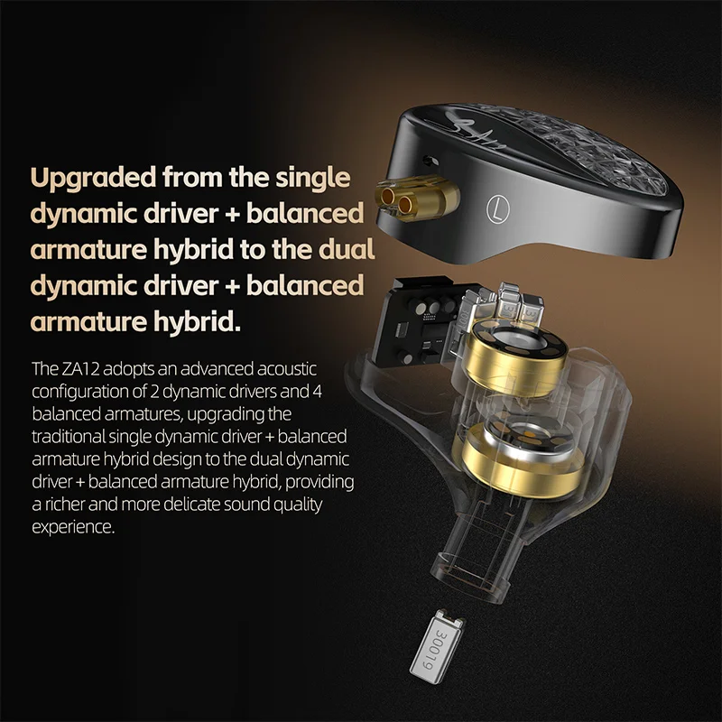 KZ ZA12 In Ear Earphones Wired IEM Headphones - Image 2